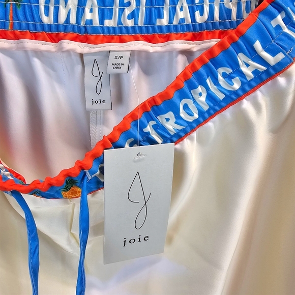 Joie Tropical Satin Wide Leg Pants S Sea Inspired Statement Maximalism Beachy - Picture 15 of 16